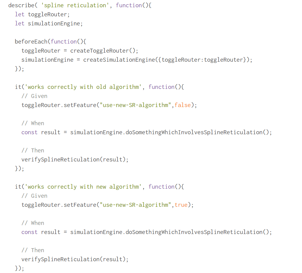 Code for creating a toggle router