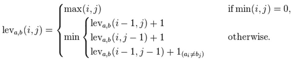 Levenshtein distance between two strings